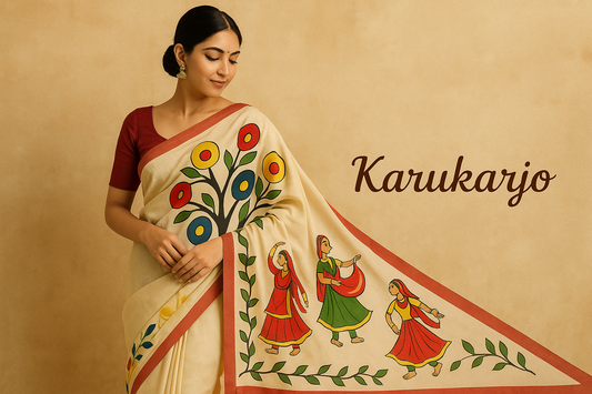 Celebrate Tradition with a Twist: Explore Our Hand-Painted Punjabi Saree Collection at Karukarjo