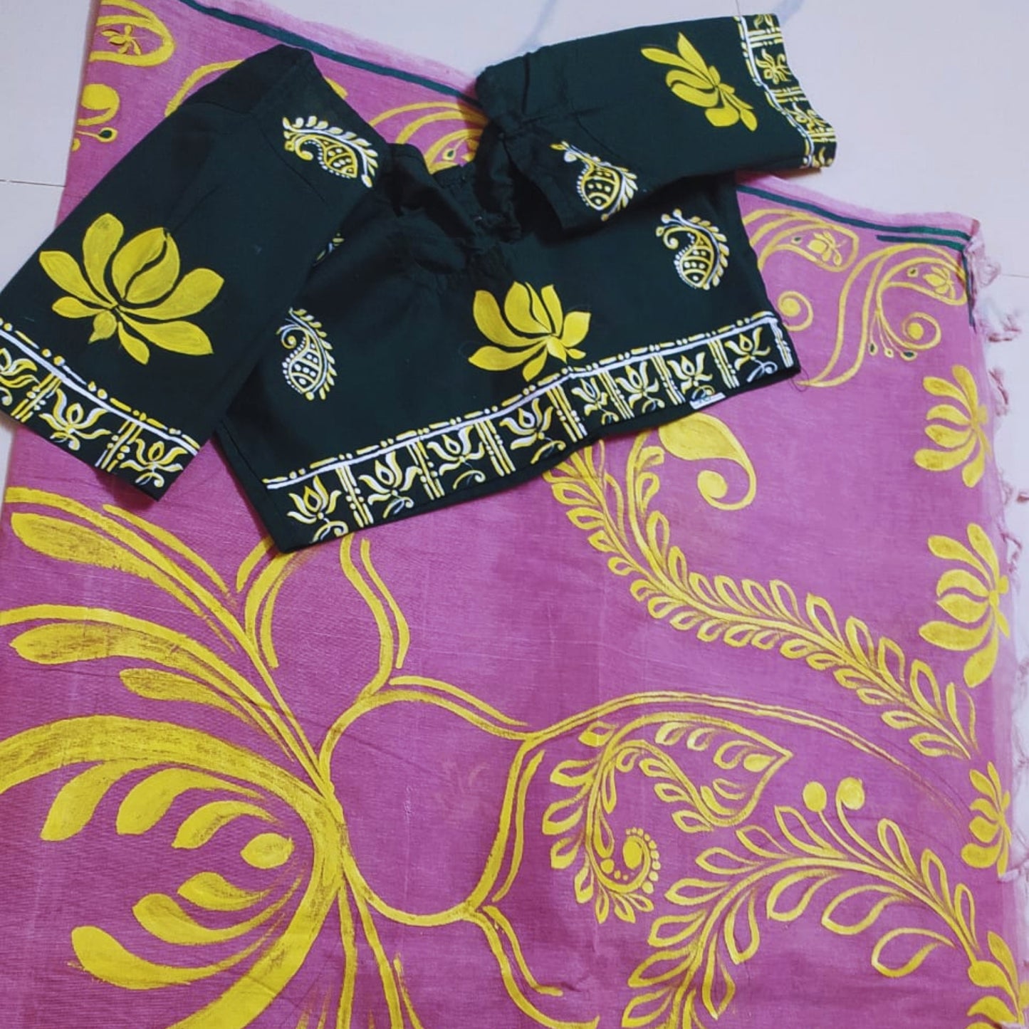 Padma Kalamkari Saree Set – Lotus Saree with Matching Blouse