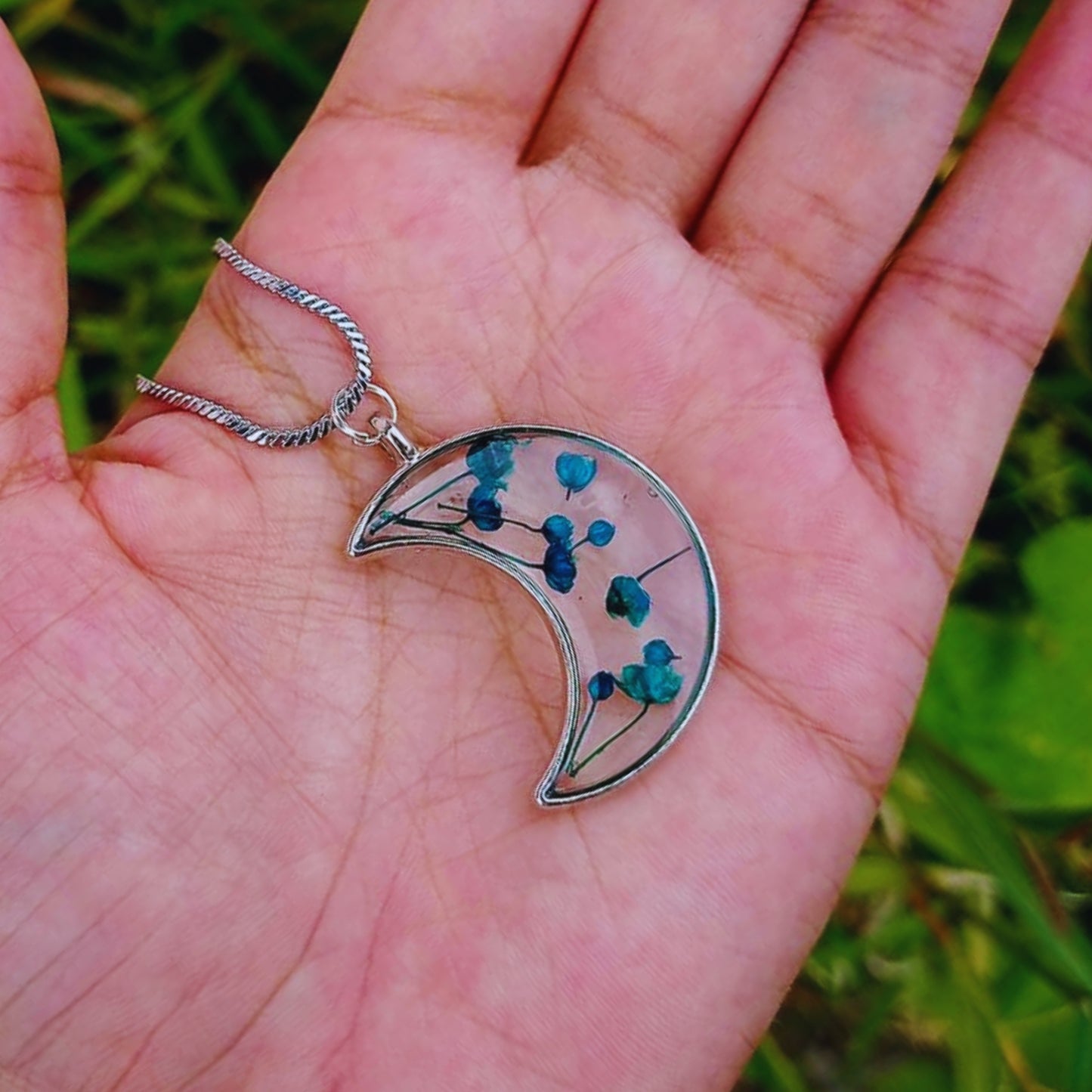 Chandrika Resin Pendant – Crescent Elegance
