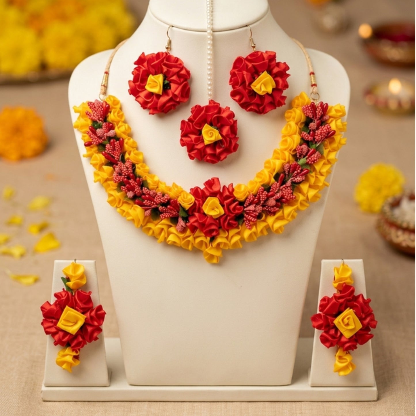 Tulaika Floral Haldi Bridal Set – Gaye Holud Jewellery