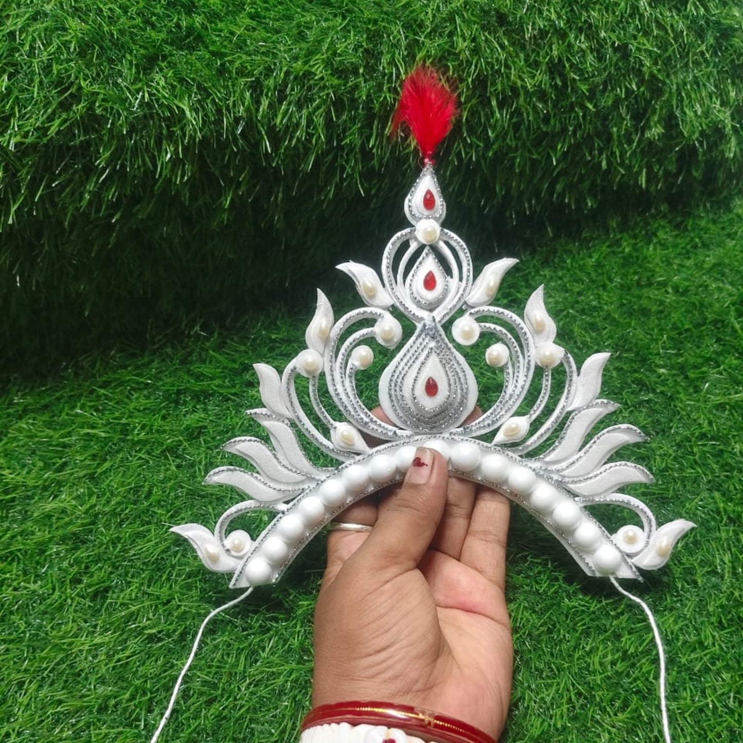Silver Oxidized Ethnic Mukut Headpiece