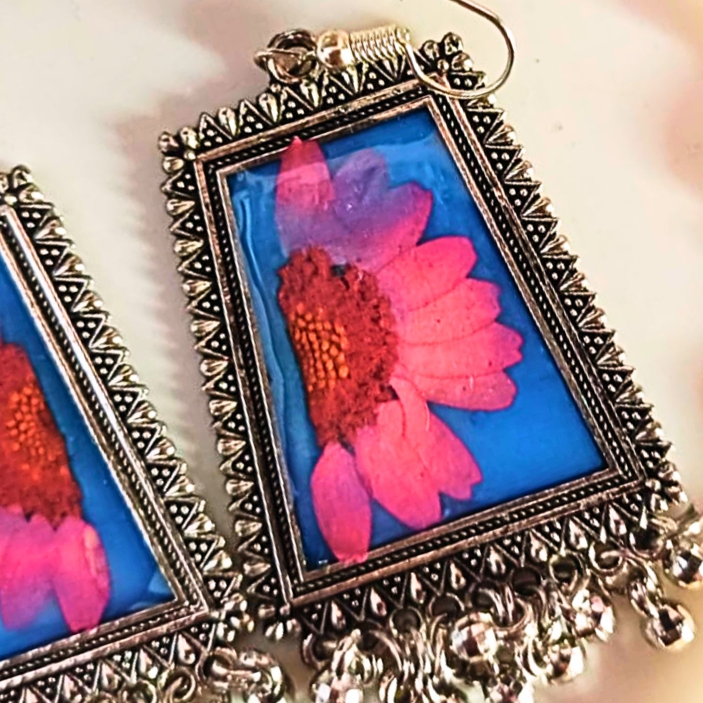 Neelira Resin Jhumka – Ocean Hues in Every Drop