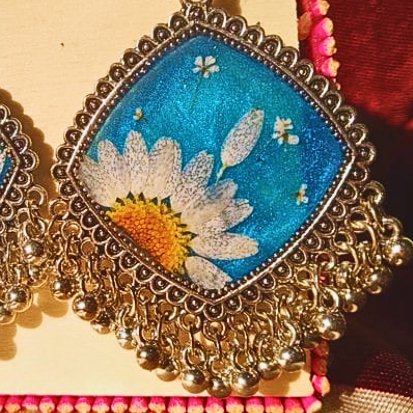 Floral Harmony Resin Jhumka – Handcrafted Elegance