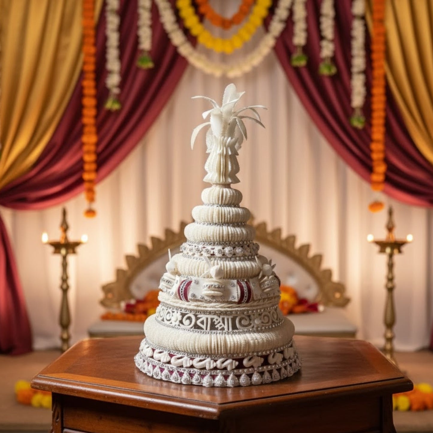 Elegant Bengali Wedding Topor Crown (Name Customization)