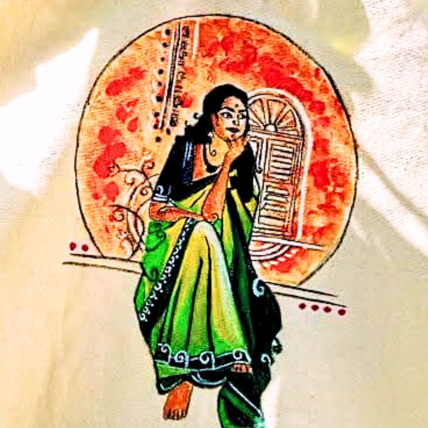 Bengali Heritage Tote – Bag with Girl Illustration