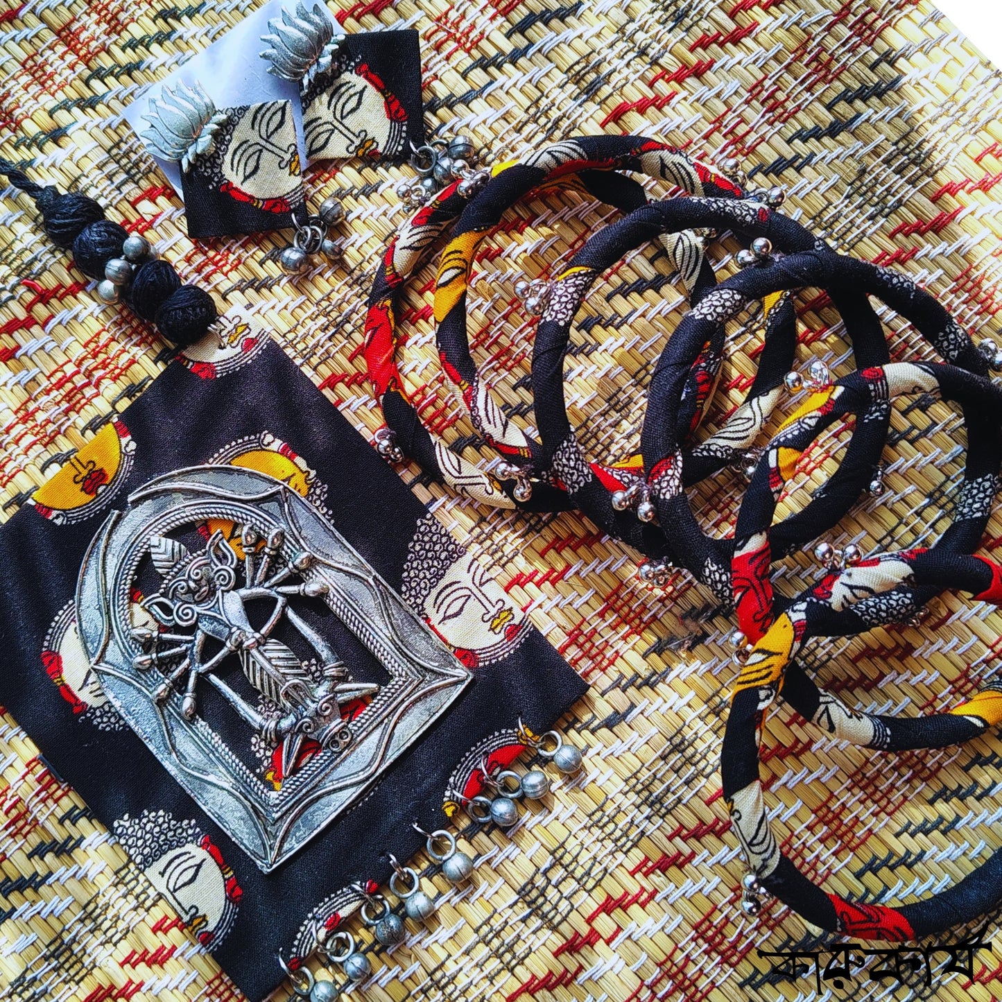 KanthaKatha Fabric Jewelry Set