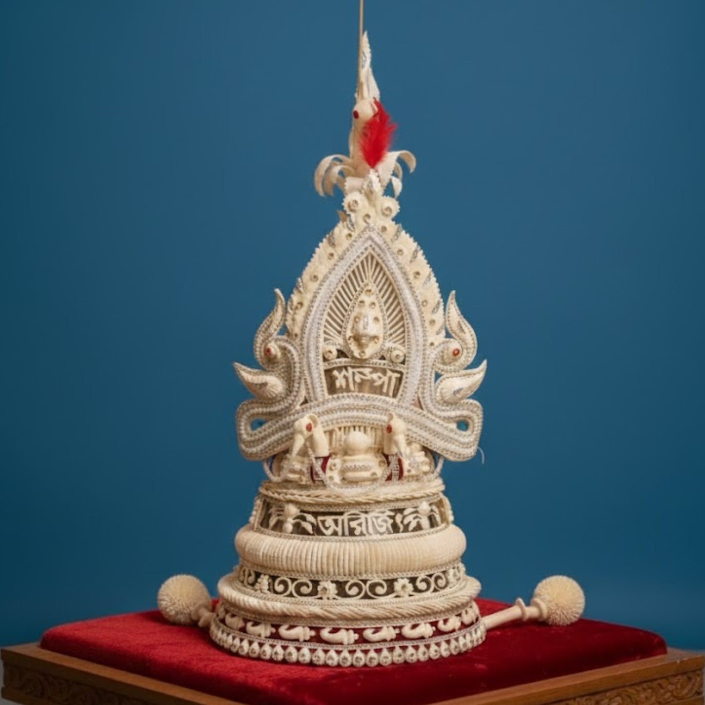 Festive Pearl Adorned Topor Mukut Set (Name Customization)