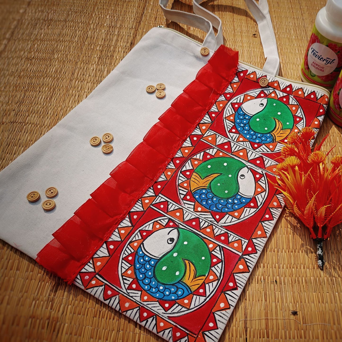 Folk Harmony Tote – Traditional Madhubani Artistry