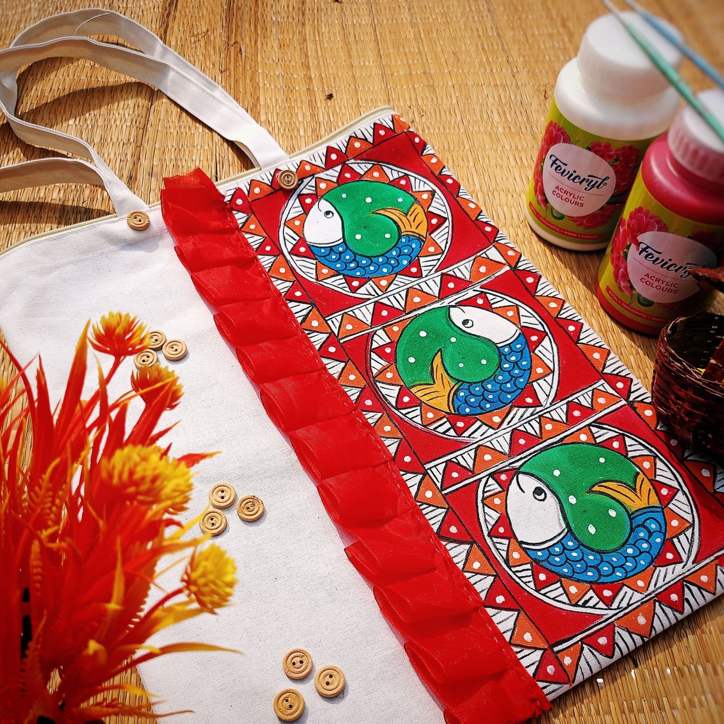 Folk Harmony Tote – Traditional Madhubani Artistry