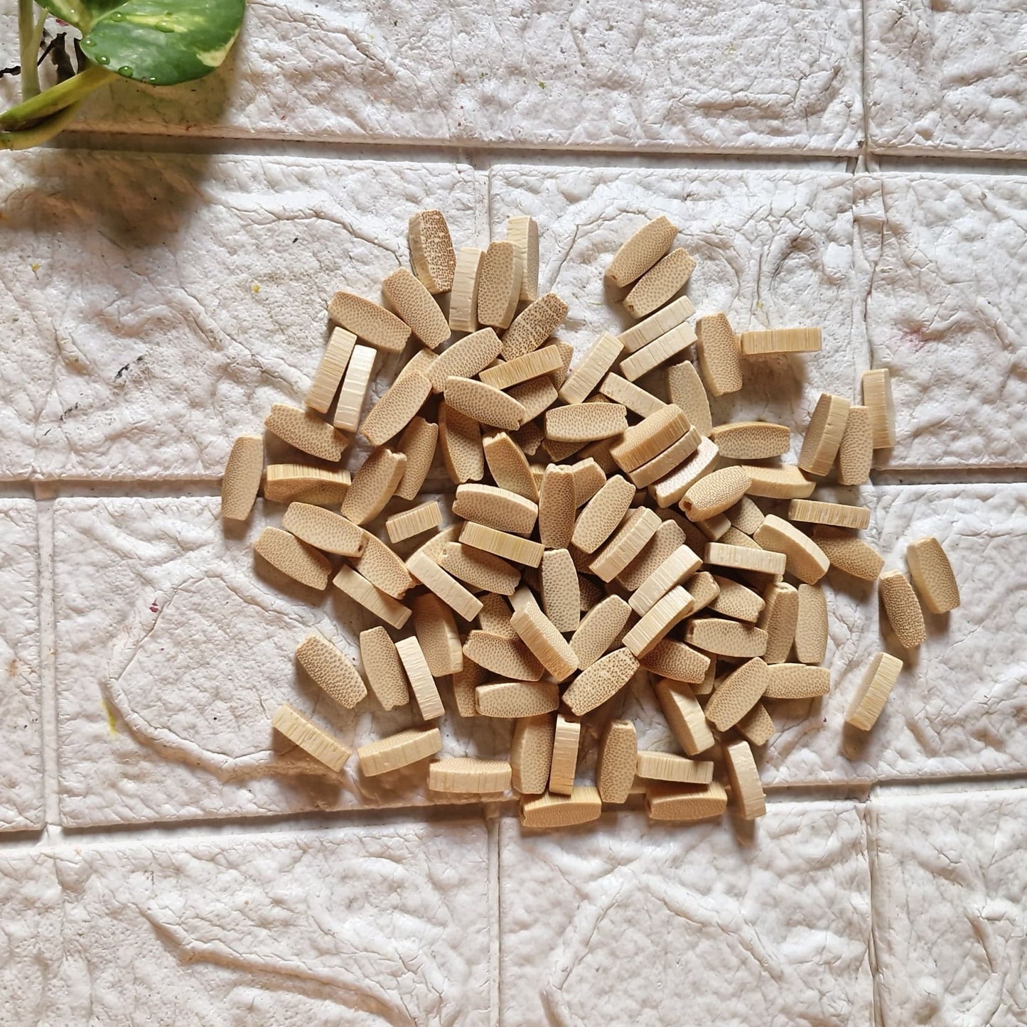 Straight White Wooden Beads