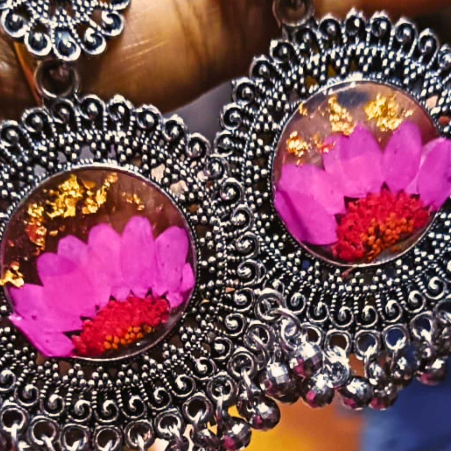 Gulnaar Resin Jhumko – Petal-Perfect Elegance
