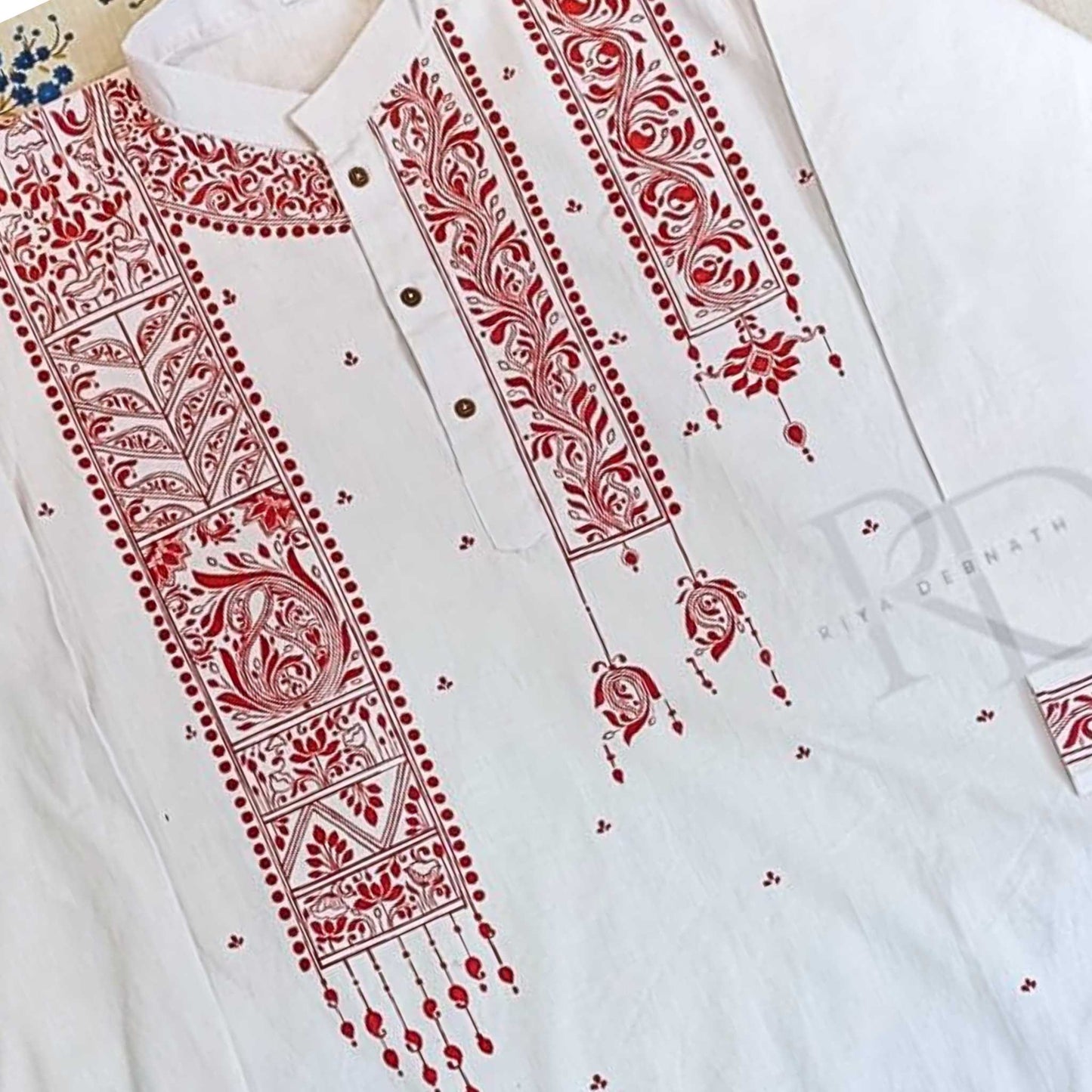 Laal Shobha – Hand Printed Panjabi