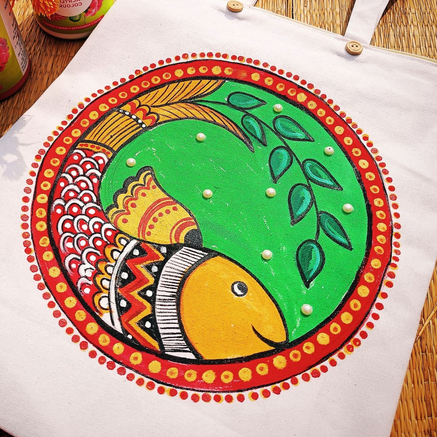 Vibrant Roots Tote – Madhubani Artistry