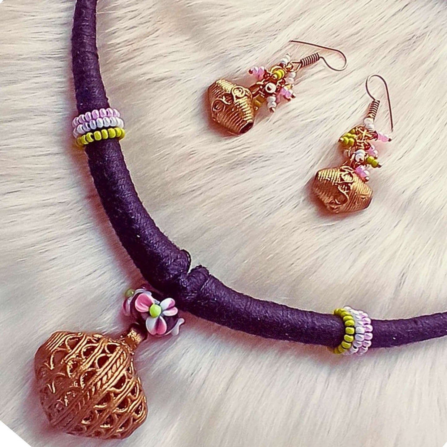The fusion dokra Tabeez necklace set