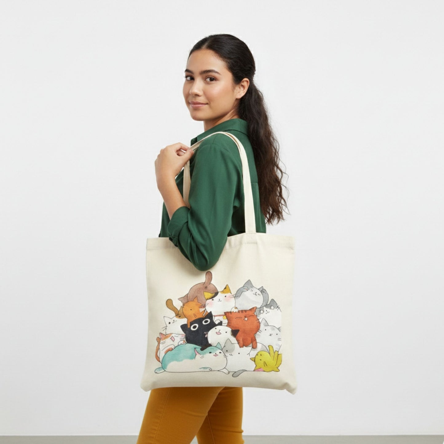 Meowtini Hand-Painted Cat Tote Bag