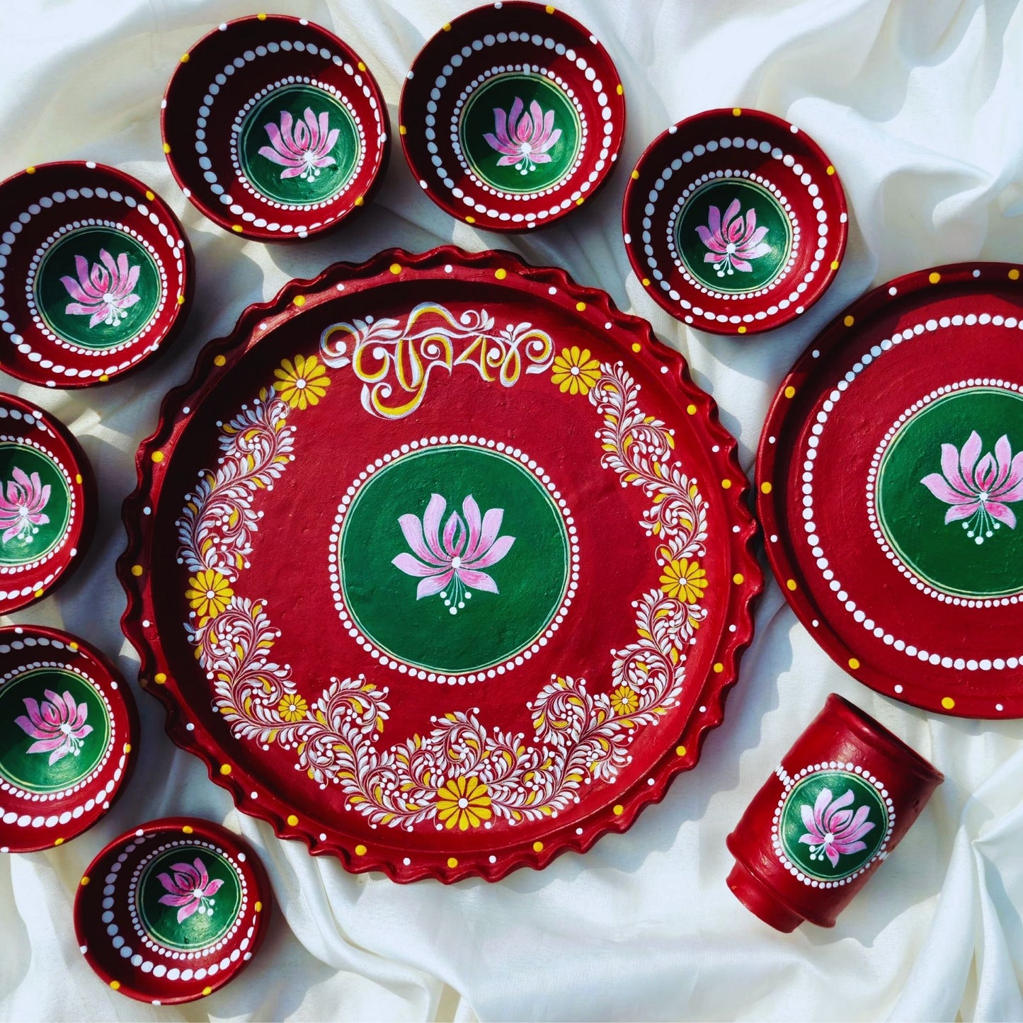Lotus Blossom Kalka Mitti Magic Dinnerware (Set of 10)