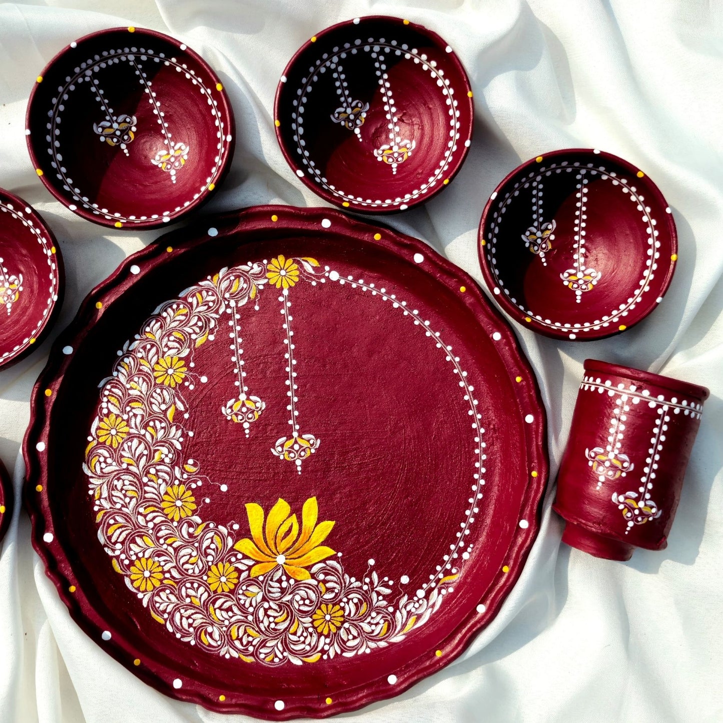 Lotus Blossom Kalka Mitti Magic Dinnerware (Set of 7)