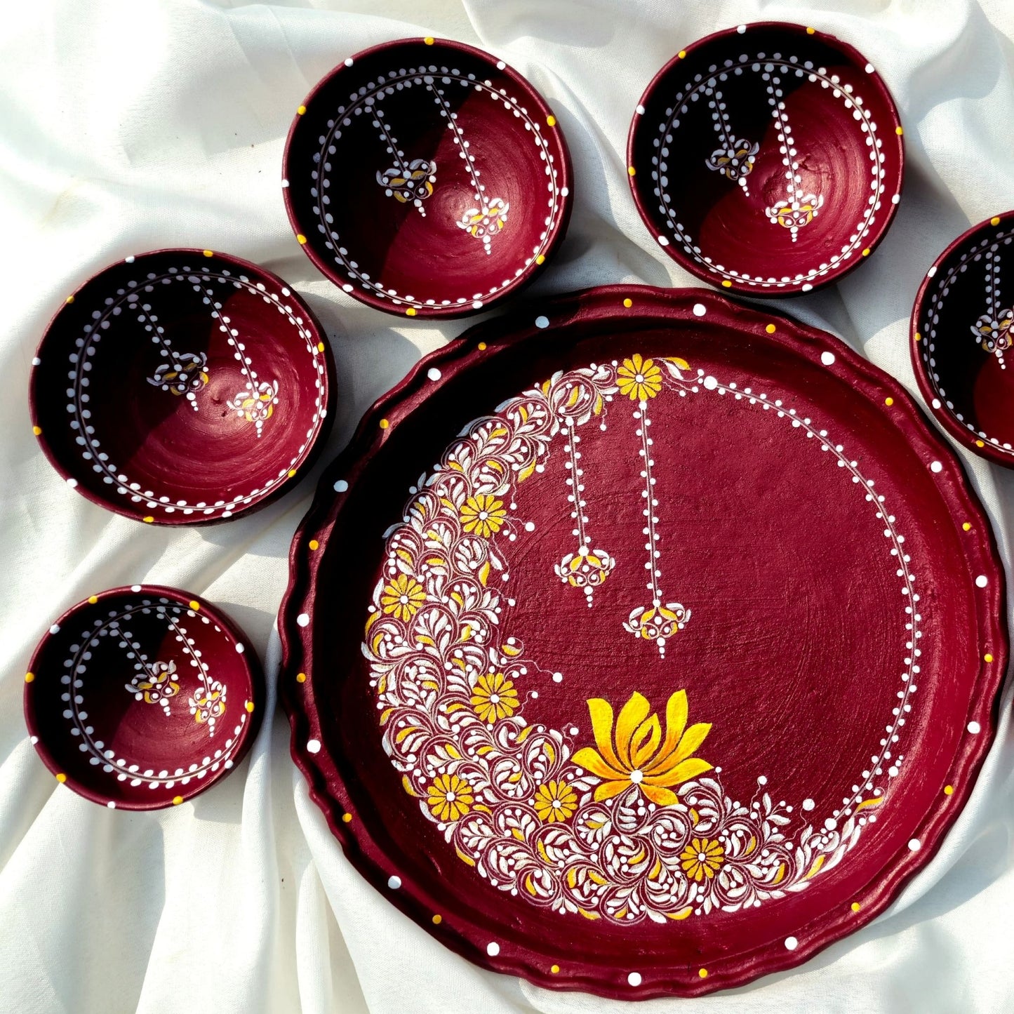 Lotus Blossom Kalka Mitti Magic Dinnerware (Set of 7)