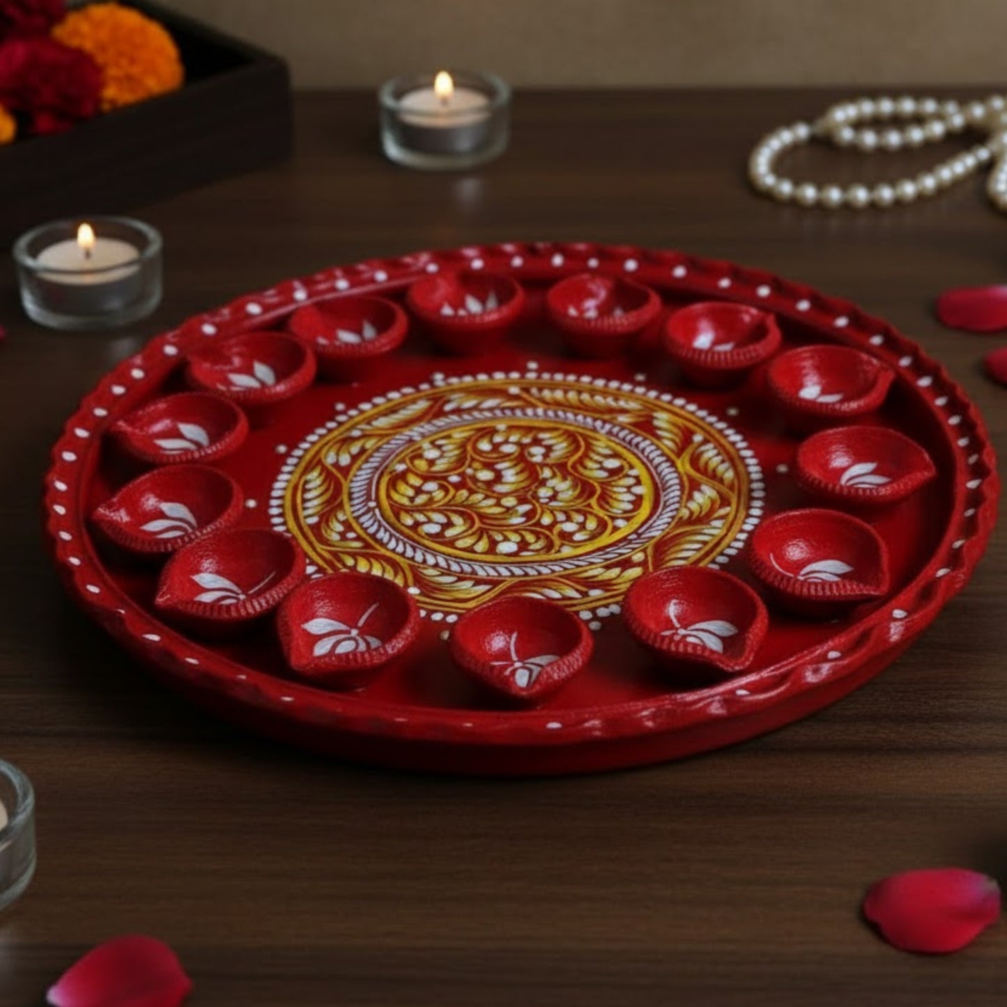 Lotus Radiance Clay Diya Set