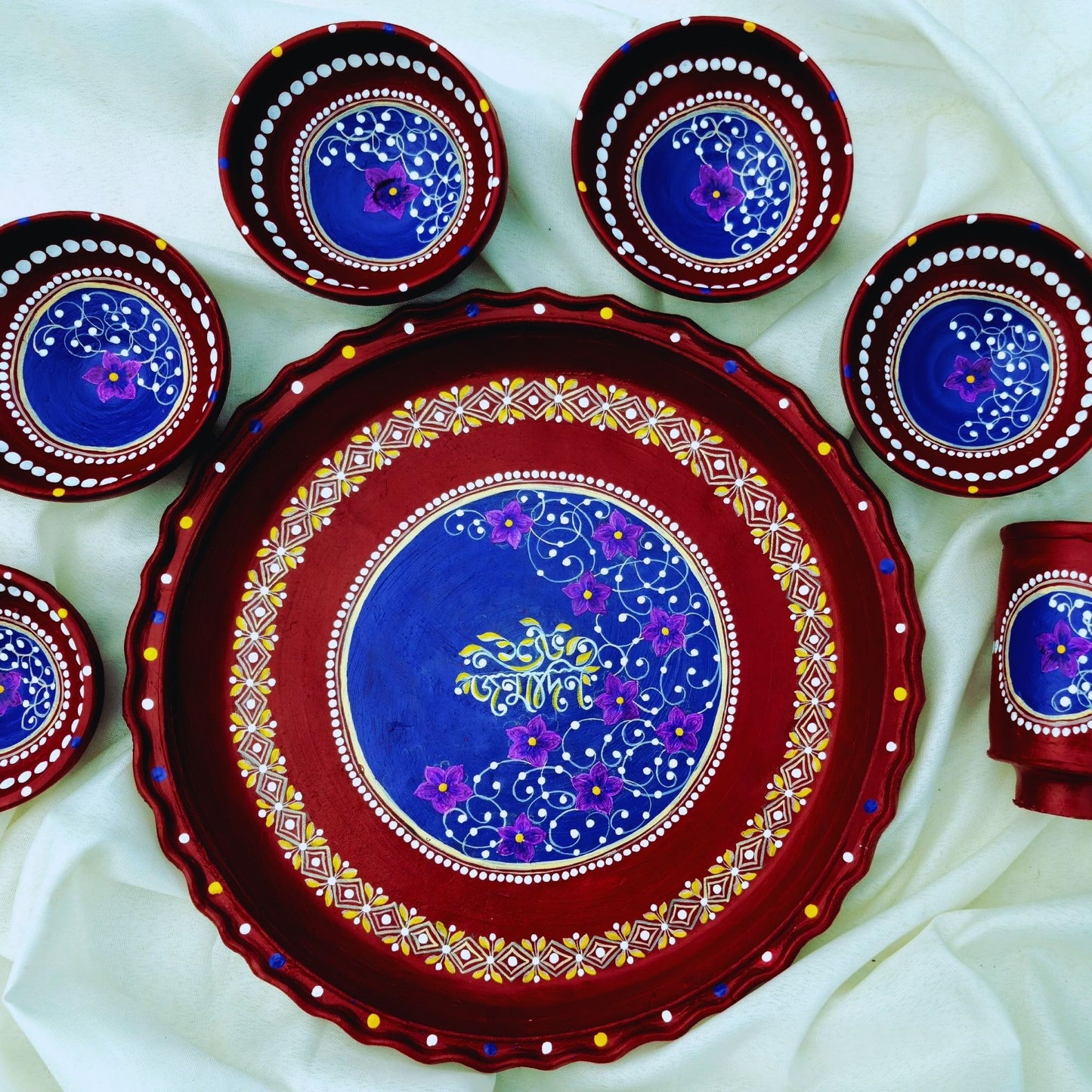 Floral Kalka Mitti Magic Dinnerware (Set of 7)