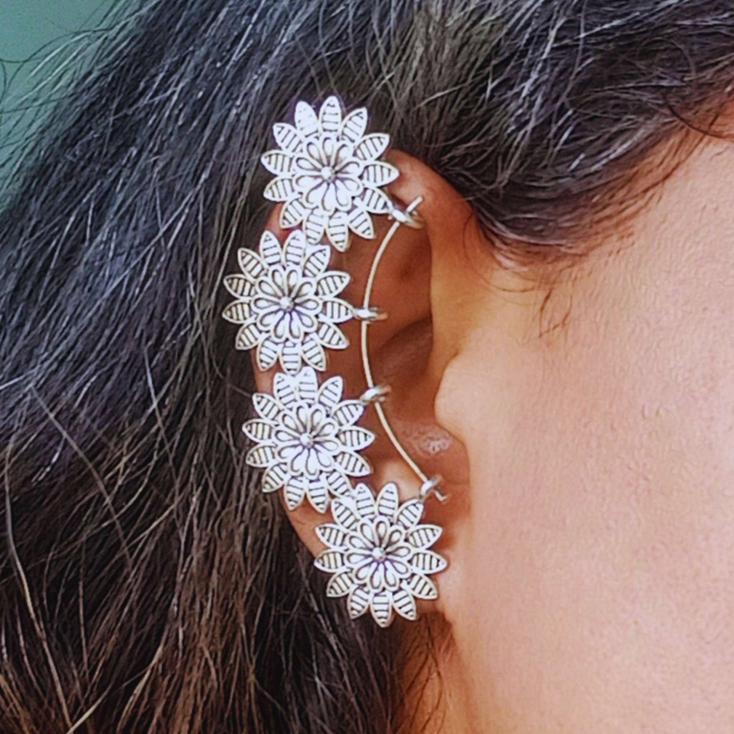 Blossom Grace Oxidised Ear Cuffs