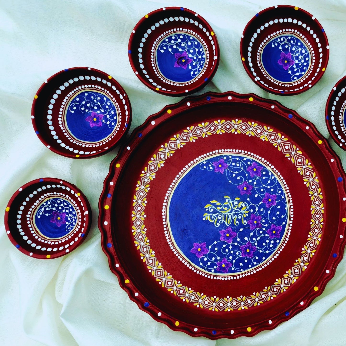 Floral Kalka Mitti Magic Dinnerware (Set of 7)