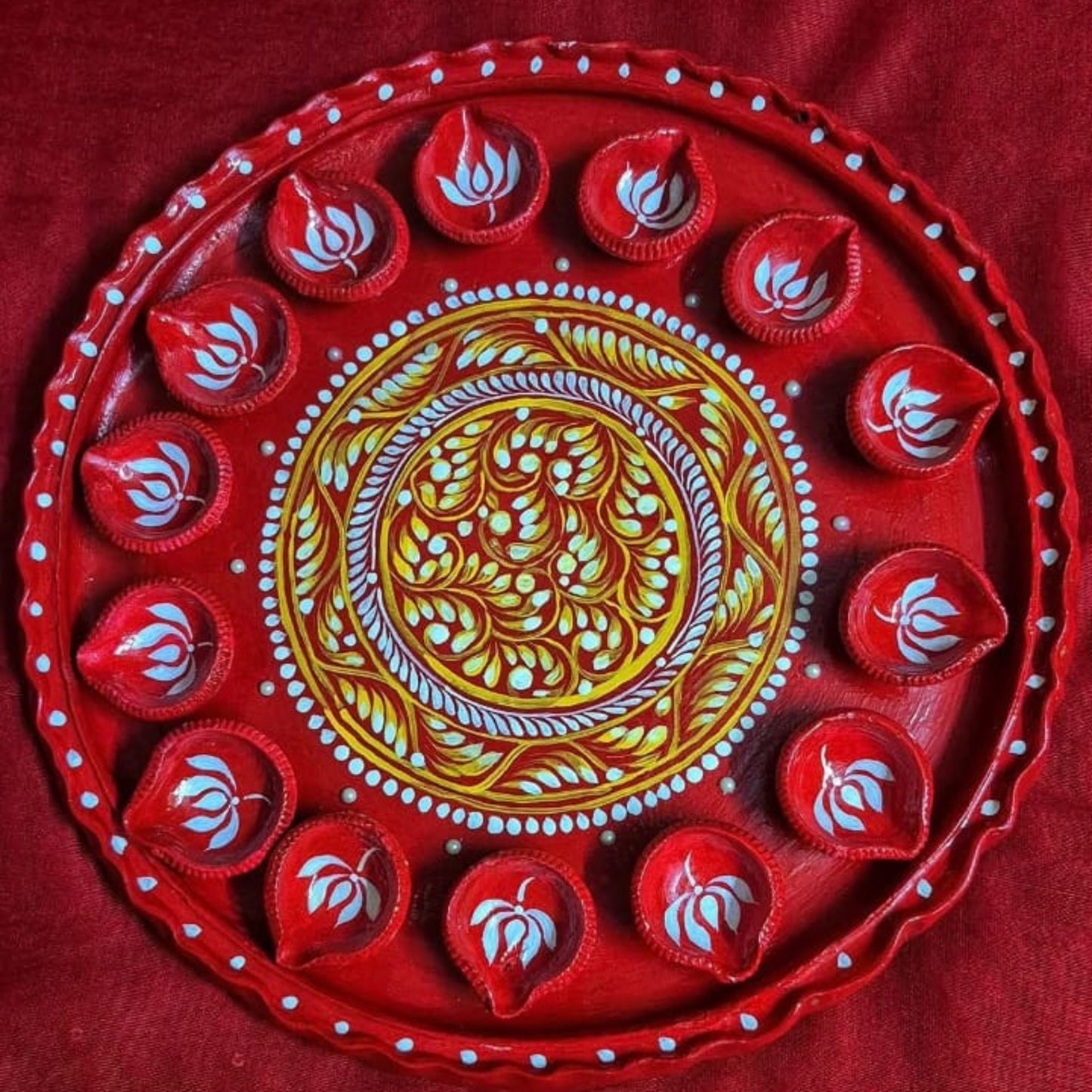 Lotus Radiance Clay Diya Set