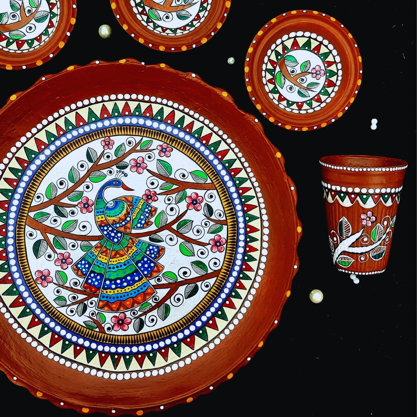 Madhubani Grace Mitti Magic Dinnerware (Set of 7)