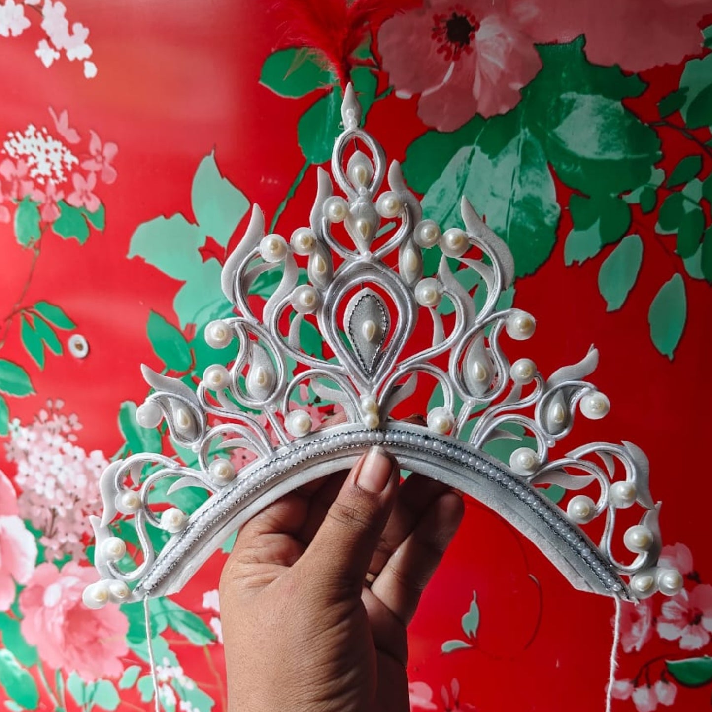 Red Stone Adorned Wedding Mukut