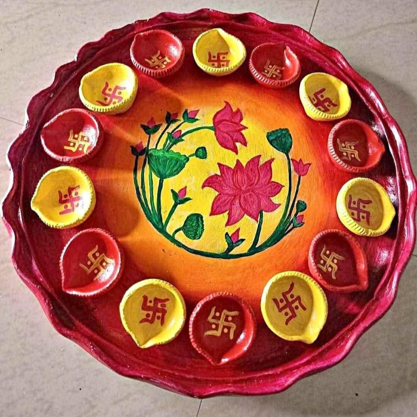 Panchdeep Designer Mati Diya Set