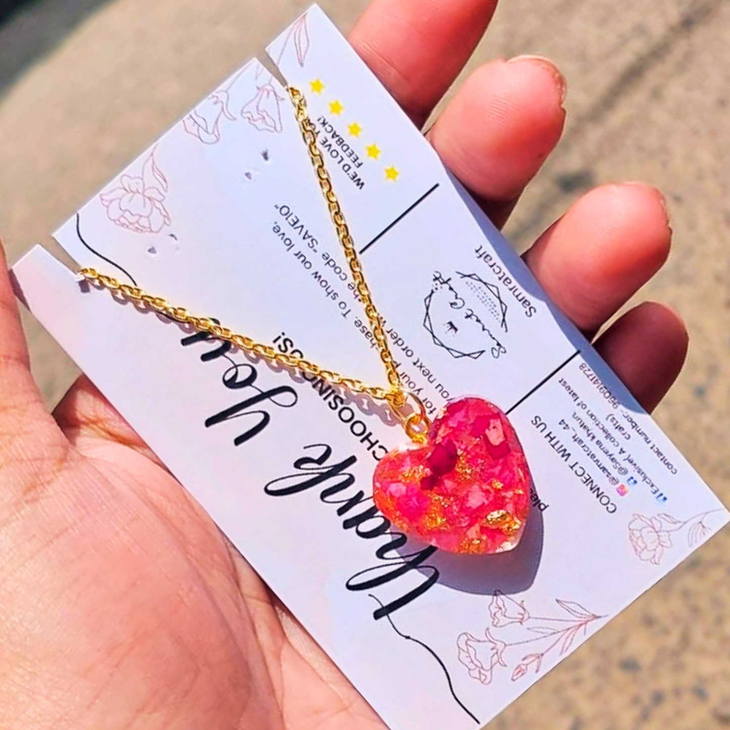 Handcrafted Heart-Shaped Resin Pendant