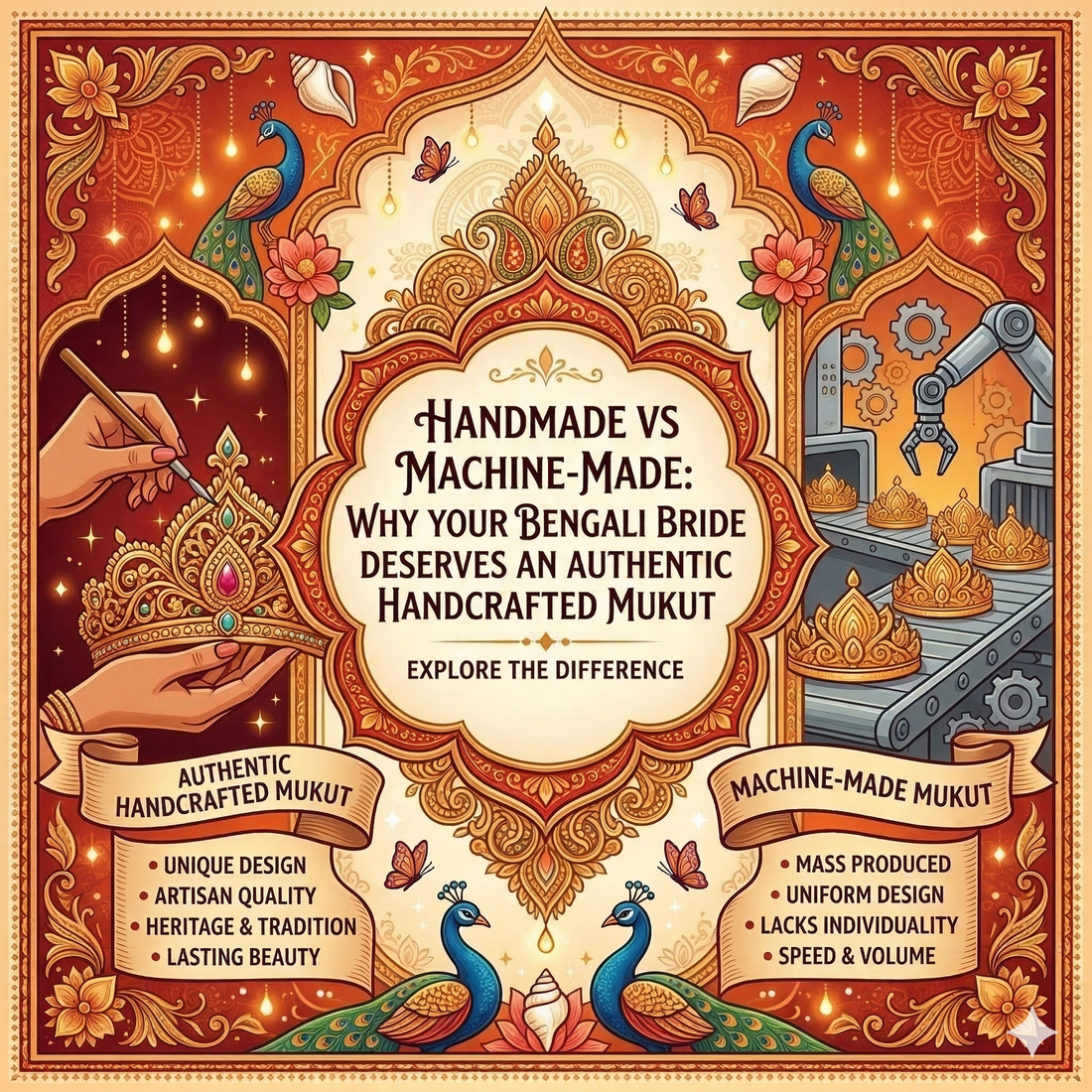 Handmade vs Machine-Made: Why Your Bengali Bride Deserves an Authentic Handcrafted Mukut