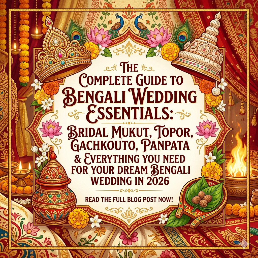 The Complete Guide to Bengali Wedding Essentials: Bridal Mukut, Topor, Gachkouto, Panpata & Everything You Need for Your Dream Bengali Wedding in 2026