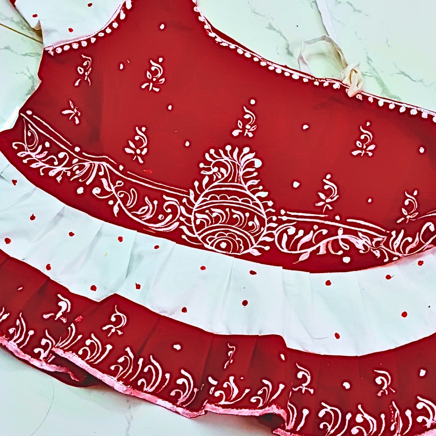 Ruby Petals Baby Frock – Festive Red Dress