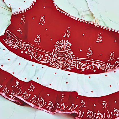 Ruby Petals Baby Frock – Festive Red Dress