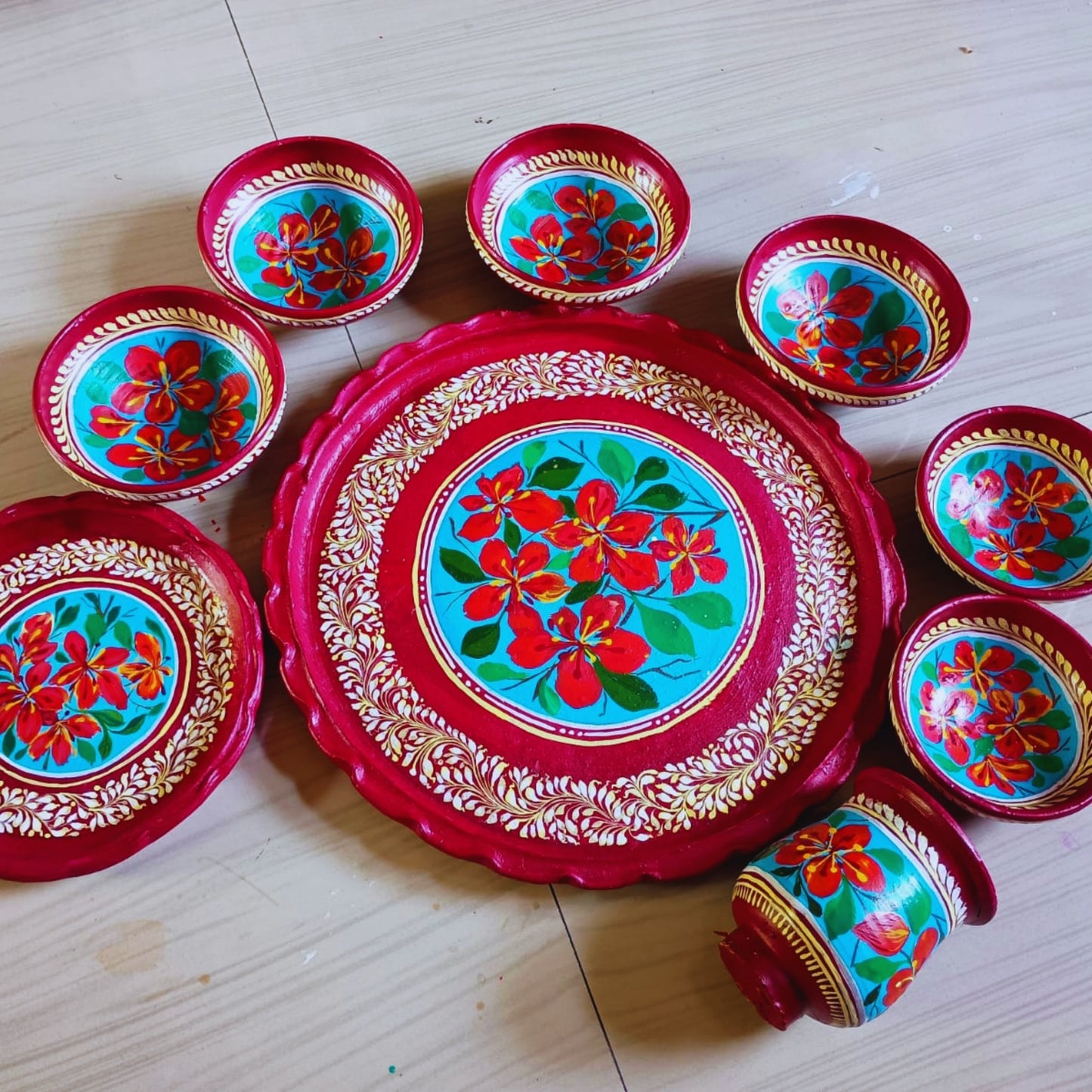 Phoolshaj Matir Thala Set – 9-Piece