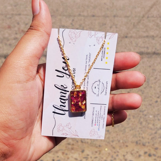 Preserved Rose Resin Pendant – Floral Elegance
