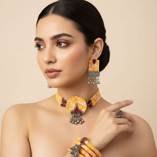 Basanti Glow Choker Set – Handcrafted Elegance