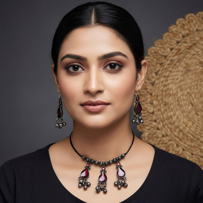Sharvani Oxidized Choker Set