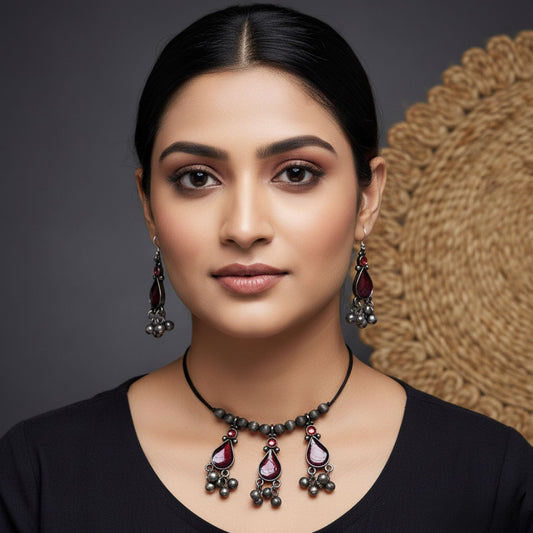 Sharvani Oxidized Choker Set