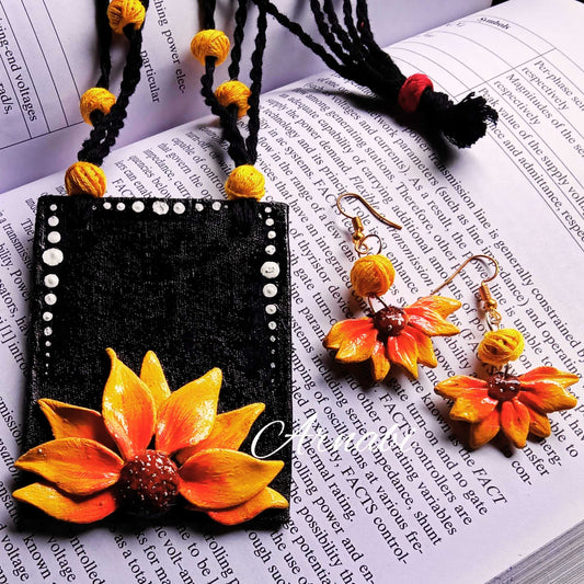 Sunlit Bloom – Sunflower Clay Jewelry Set