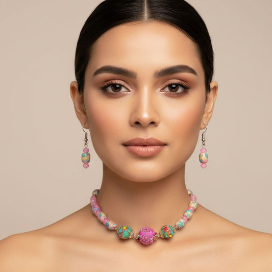 The pastel shaded bracelet earrings  set