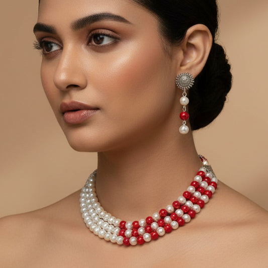 The ivory and scarlet necklace set