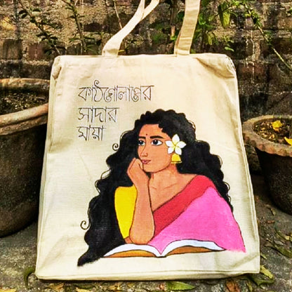Kathgolap Blooms Hand-Painted Tote Bag