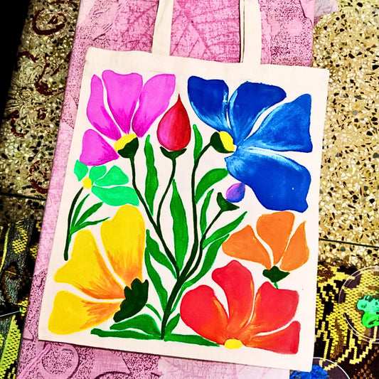 Floral Essence Tote – Flower Canvas Side Bag