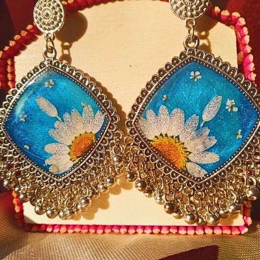 Floral Harmony Resin Jhumka – Handcrafted Elegance