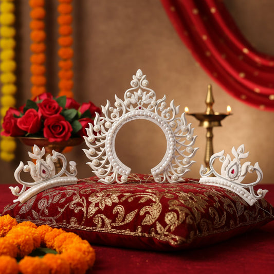Handcrafted Bengali Bridal Mukut Trio