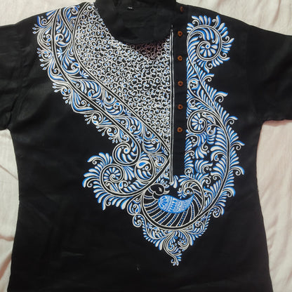 Peacock Motif Handpainted Panjabi