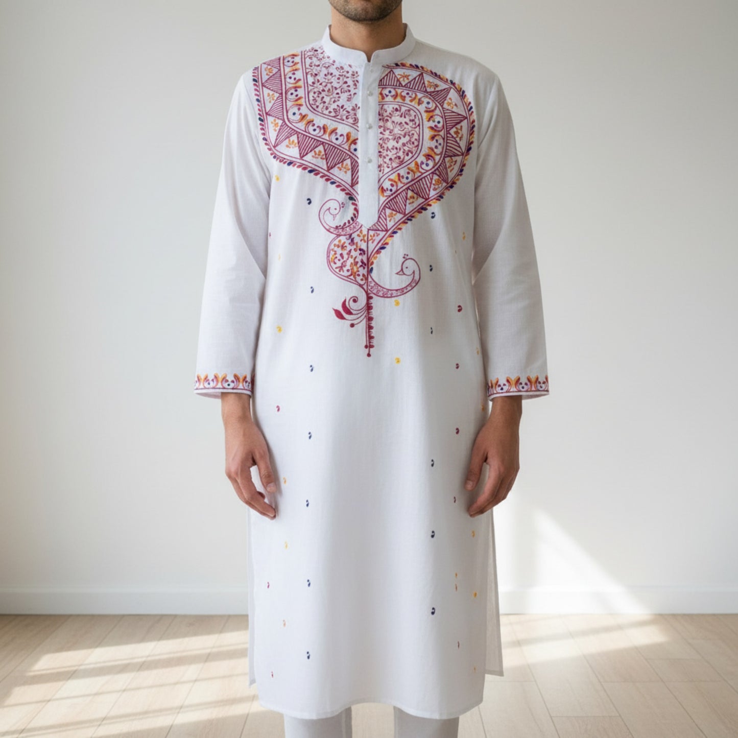 Paramparik Hand-Painted Panjabi