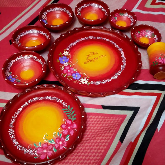 Shaaj-Saj Matir Thala Set –  (9 Pieces)